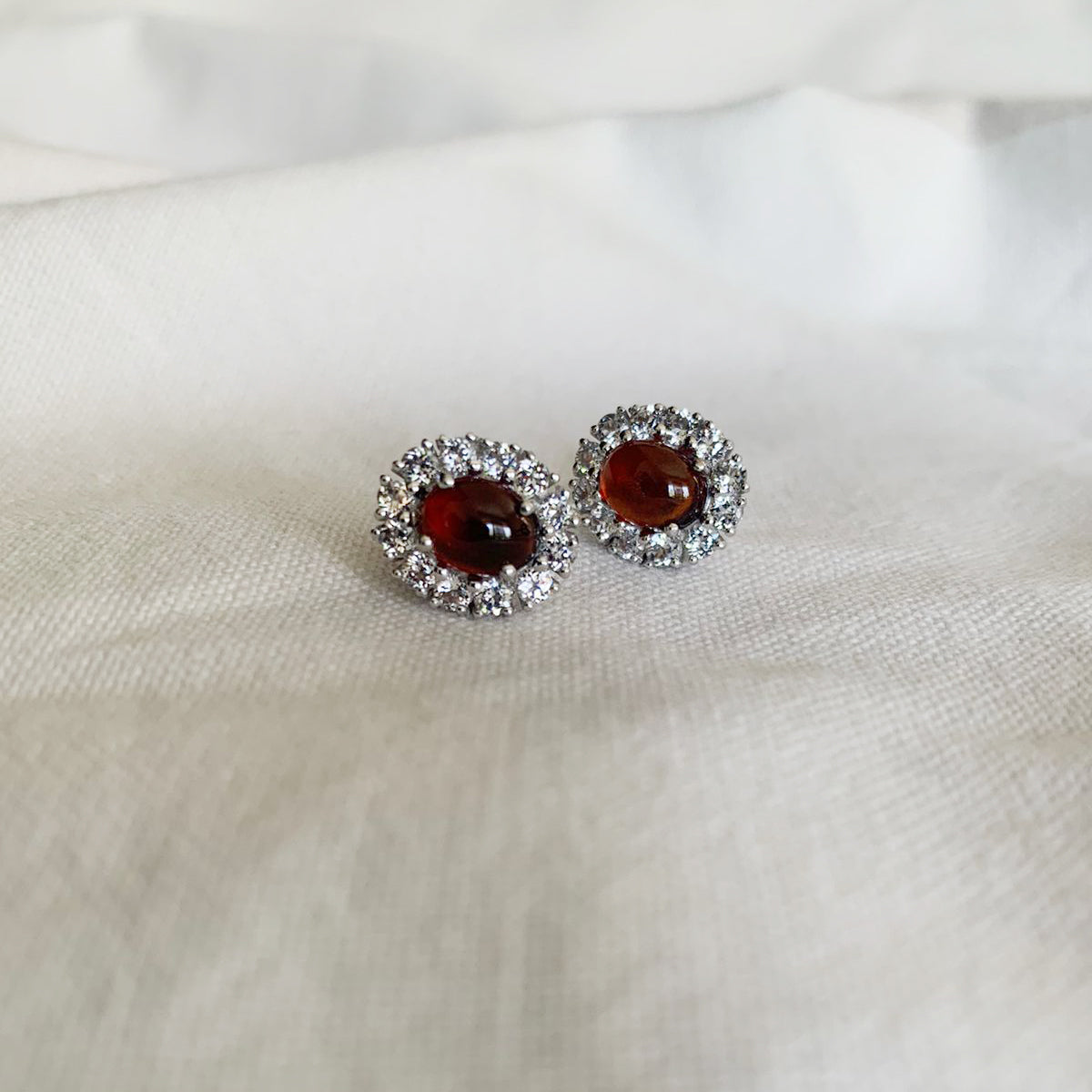 Hessonite Garnet Stud Earrings