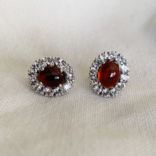 Hessonite Garnet Stud Earrings