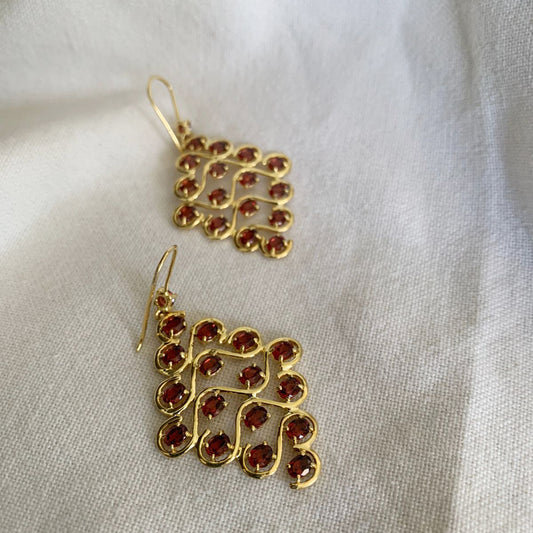 Red Garnet Dangle Earrings