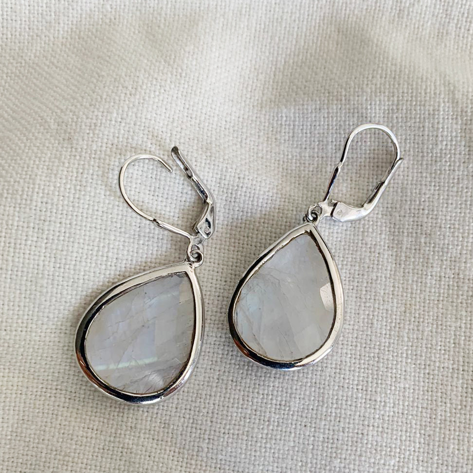 Rainbow Moonstone Drop Earrings