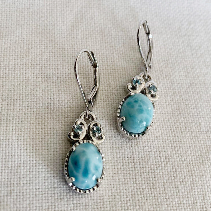 Larimar Leaver back Earrings