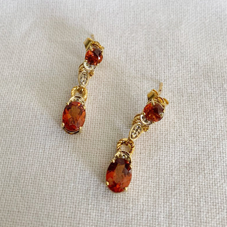 Glass Filled Ruby Dangle Earrings