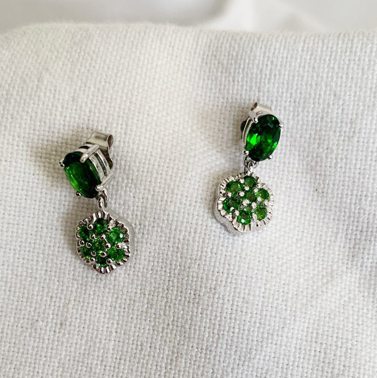 Chrome Diopside Stud Earrings