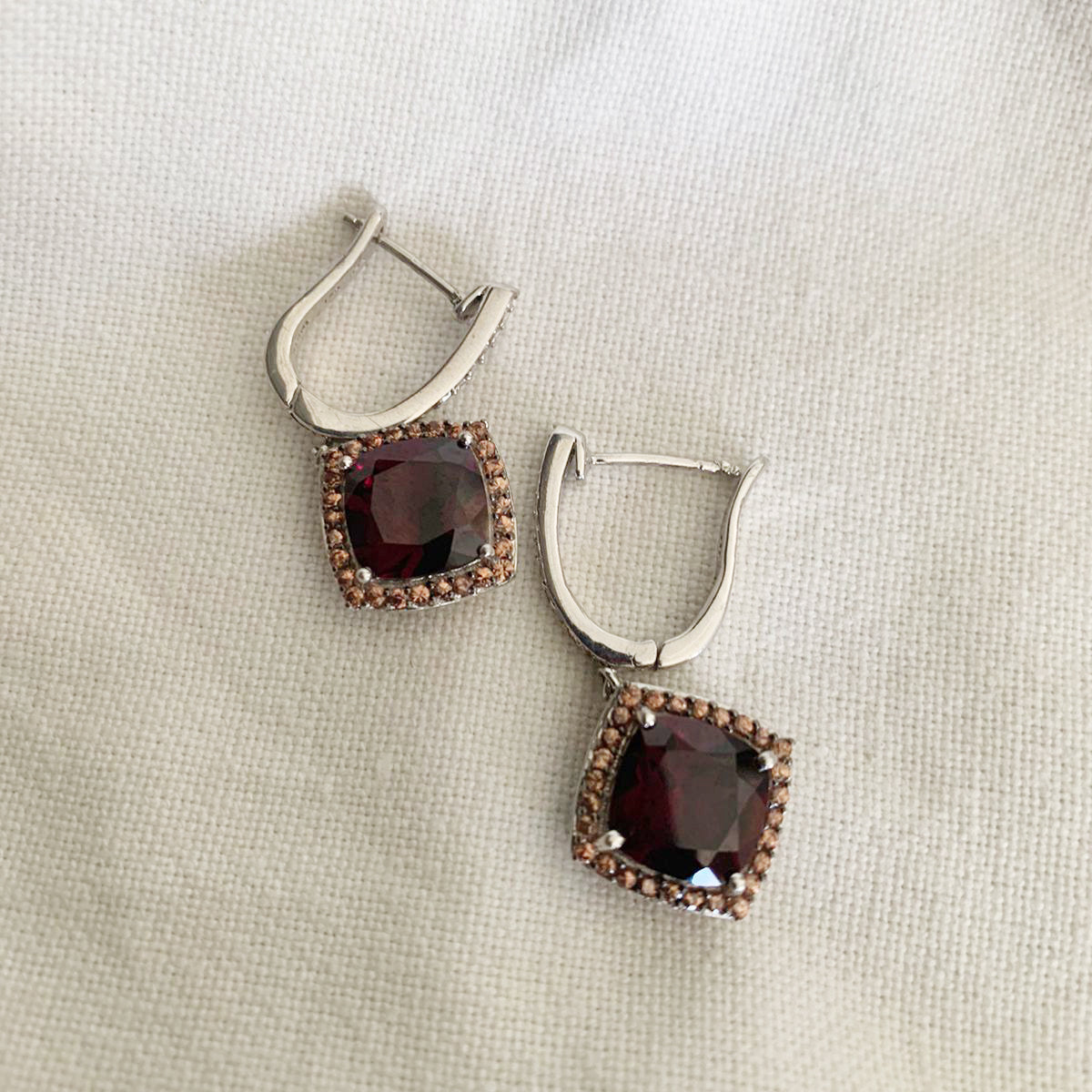 Rhodolite Hoop Earrings