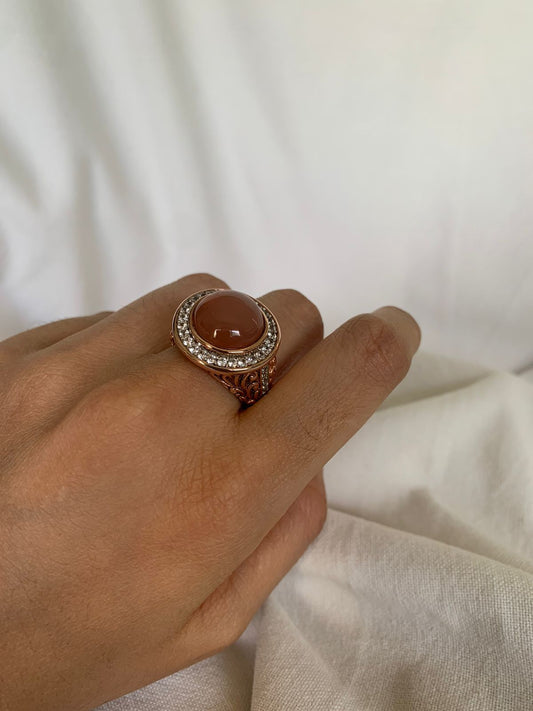 Moonstone Peach Gemstone Ring