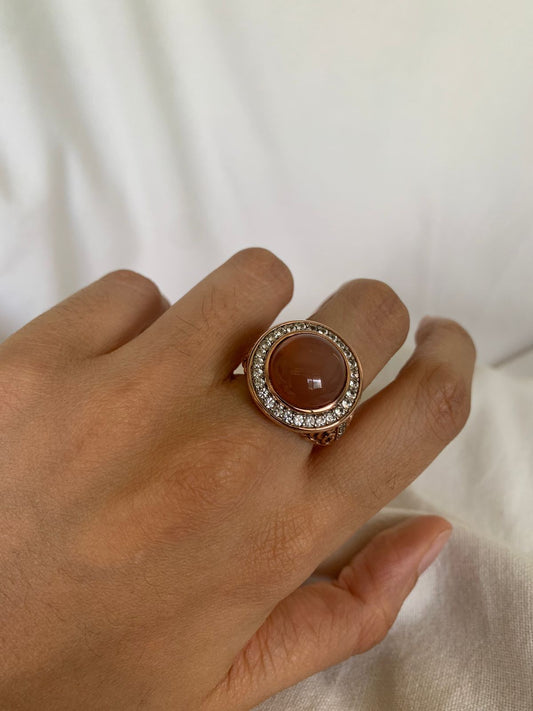 Moonstone Peach Gemstone Ring