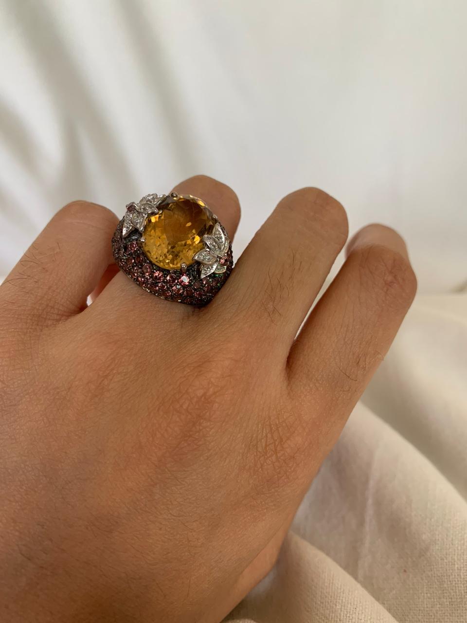 November Birthstone Citrine Gemstone Cluster Ring .