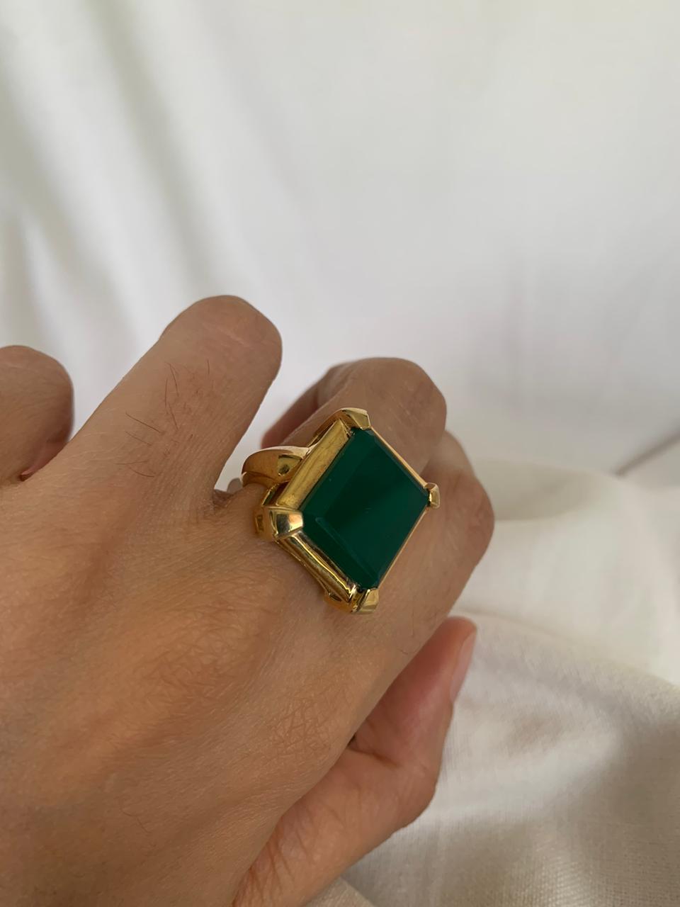 Emerald Rectangular Gemstone Ring – Gabi The Label