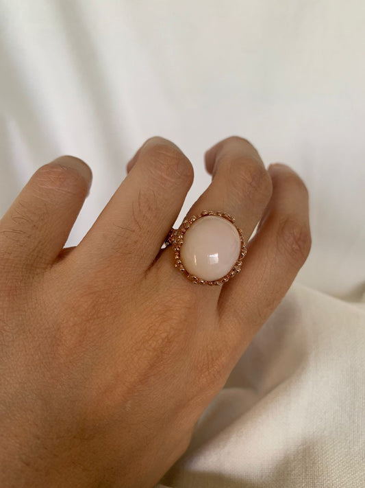 October Birthstone Pink Opal Gemstone Ring