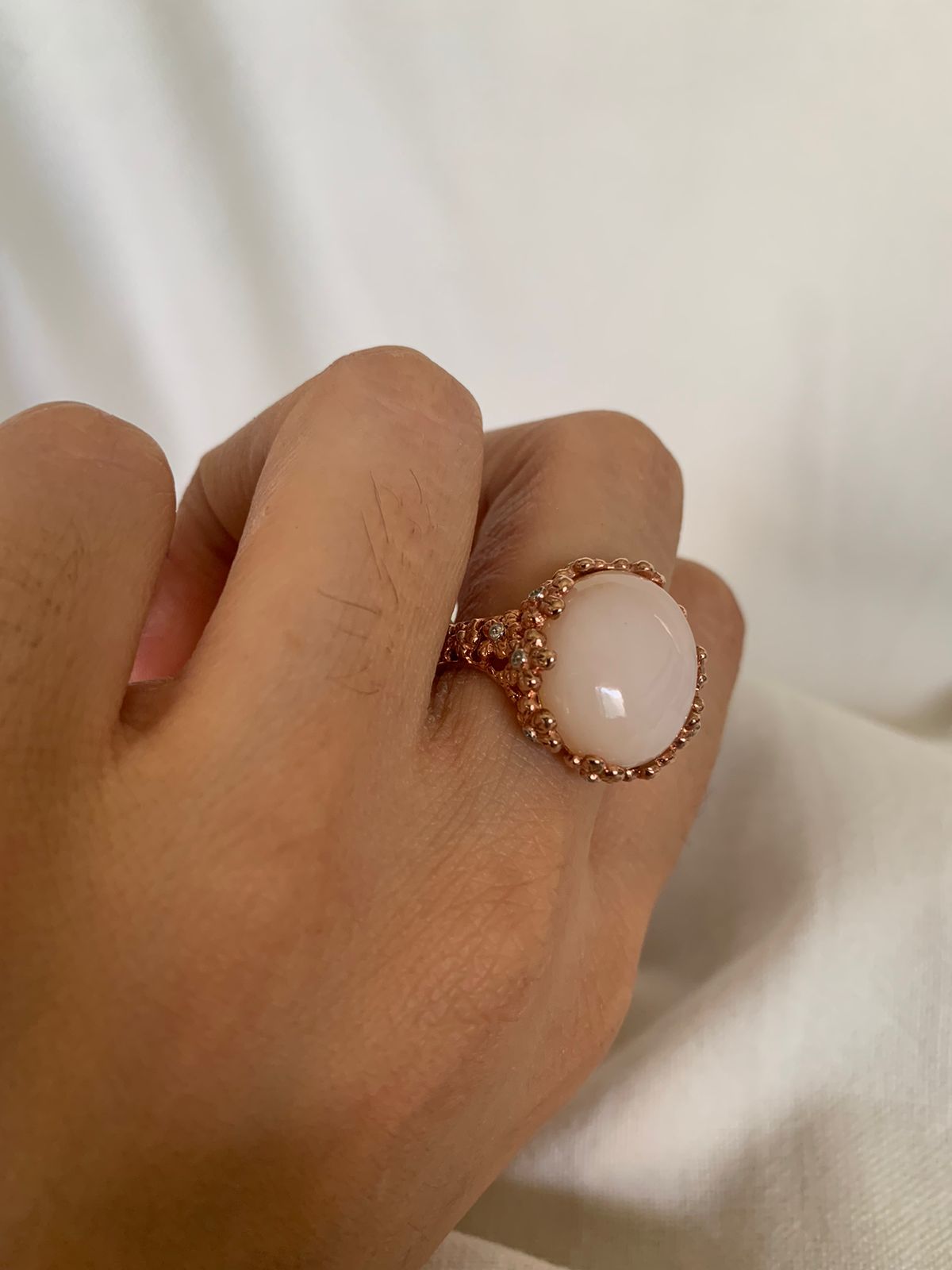 October Birthstone Pink Opal Gemstone Ring