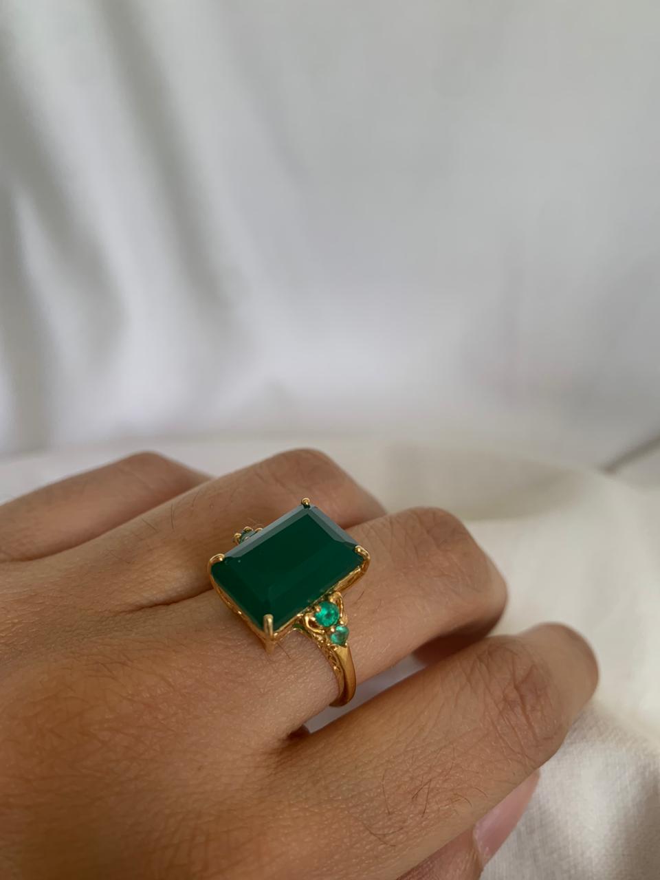 Green Onyx Gemstone Ring