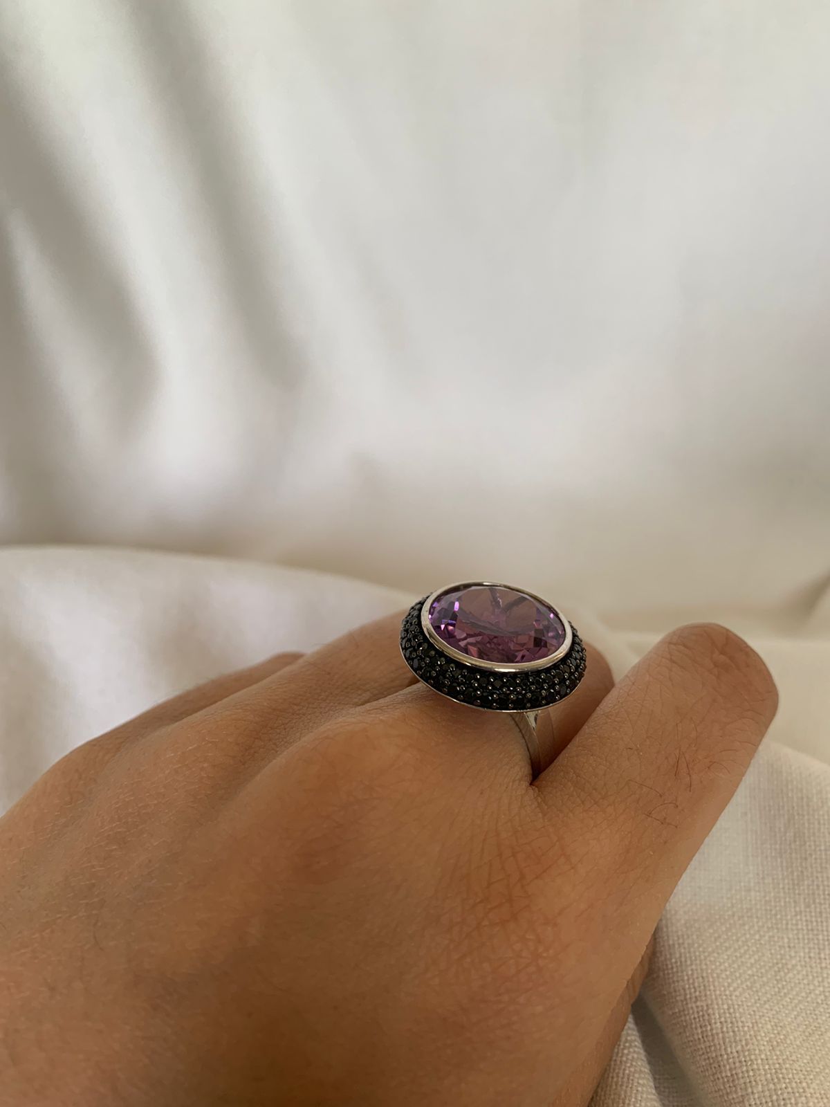 February Birthstone Amethyst Gemstone Statement Ring .