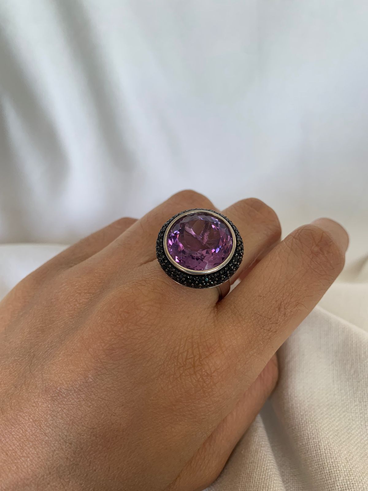 February Birthstone Amethyst Gemstone Statement Ring .