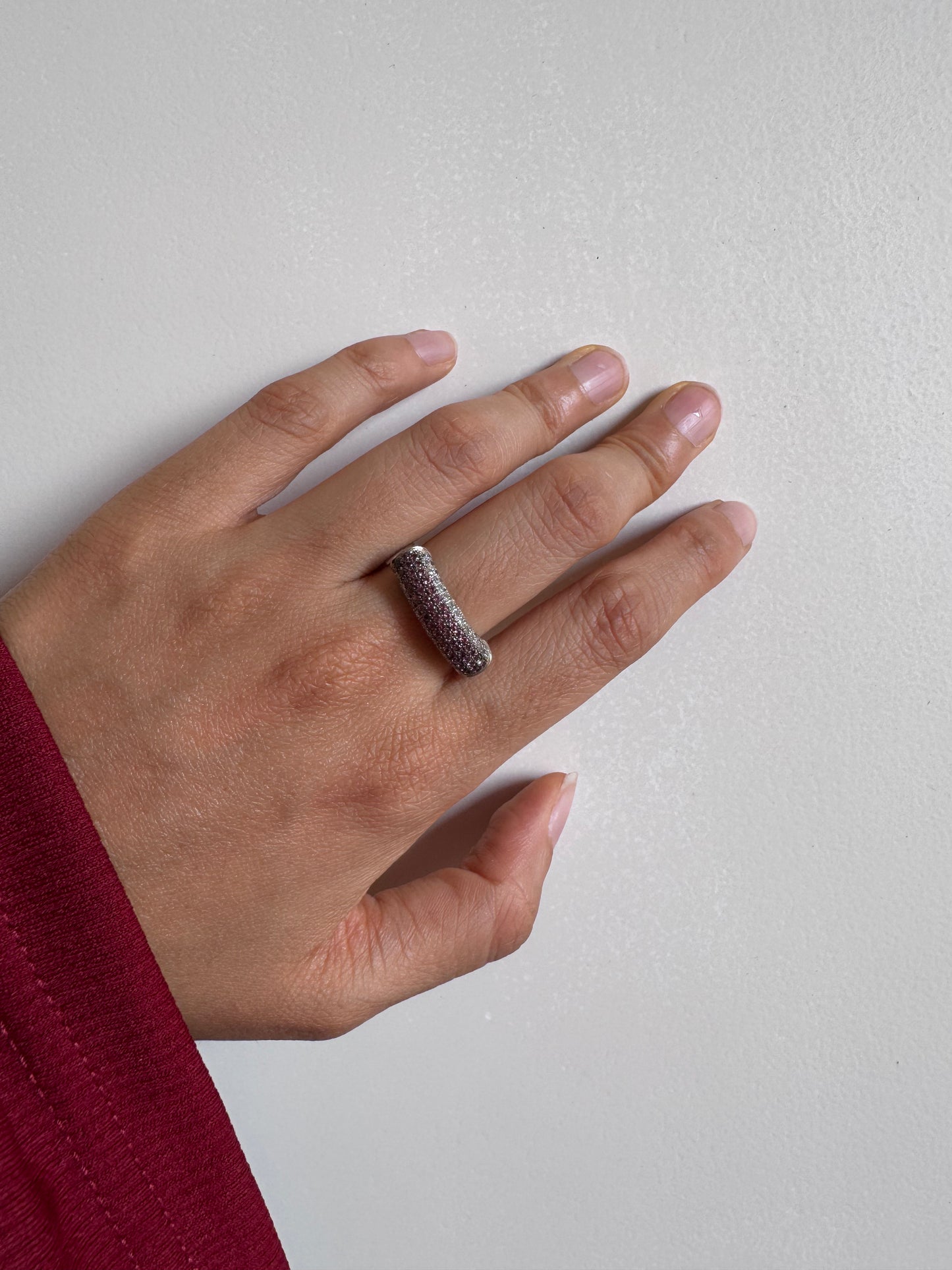 Blakley Rhodolite Round Shape Ring with White Natural Zircon Round Genuine Gemstone in 925 Sterling Silver