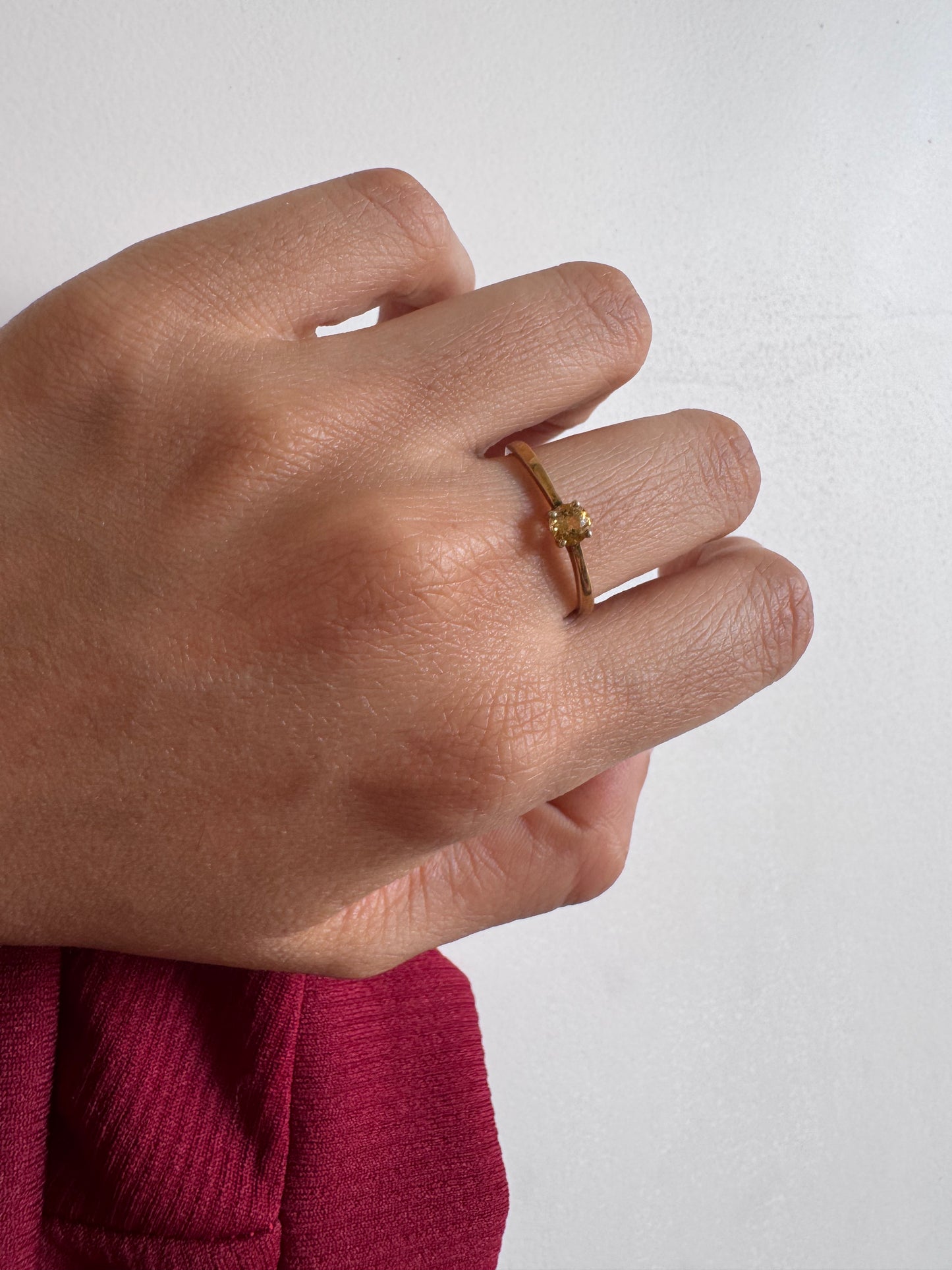 Citrine Round Shape Ring Genuine Gemstone in 925 Sterling Silver