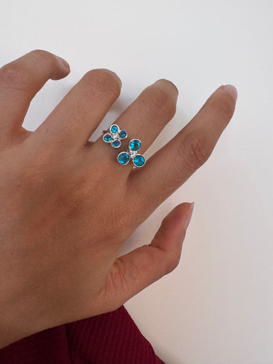 Eloise Neon Apatite Round Shape Ring Genuine Gemstone in 925 Sterling Silver