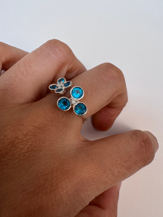 Eloise Neon Apatite Round Shape Ring Genuine Gemstone in 925 Sterling Silver