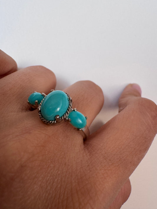 Turquoise Cab Oval Shape Genuine Gemstone in 925 Sterling Silver