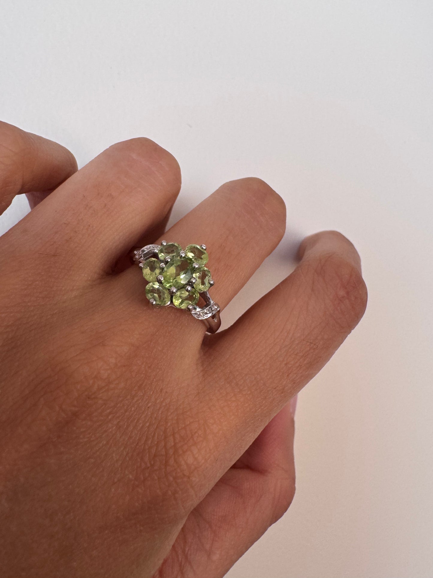 Peridot Oval Shape Ring Genuine Gemstone in 925 Sterling Silver