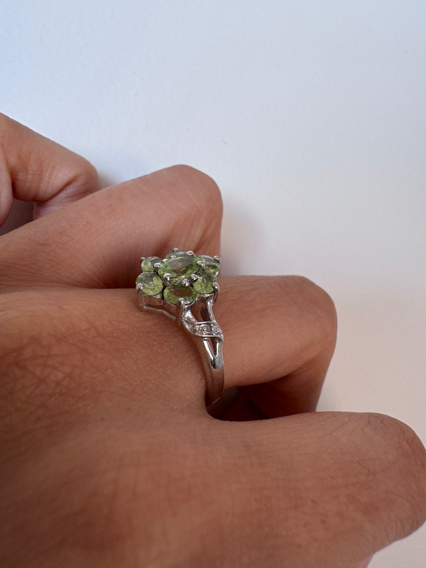 Peridot Oval Shape Ring Genuine Gemstone in 925 Sterling Silver