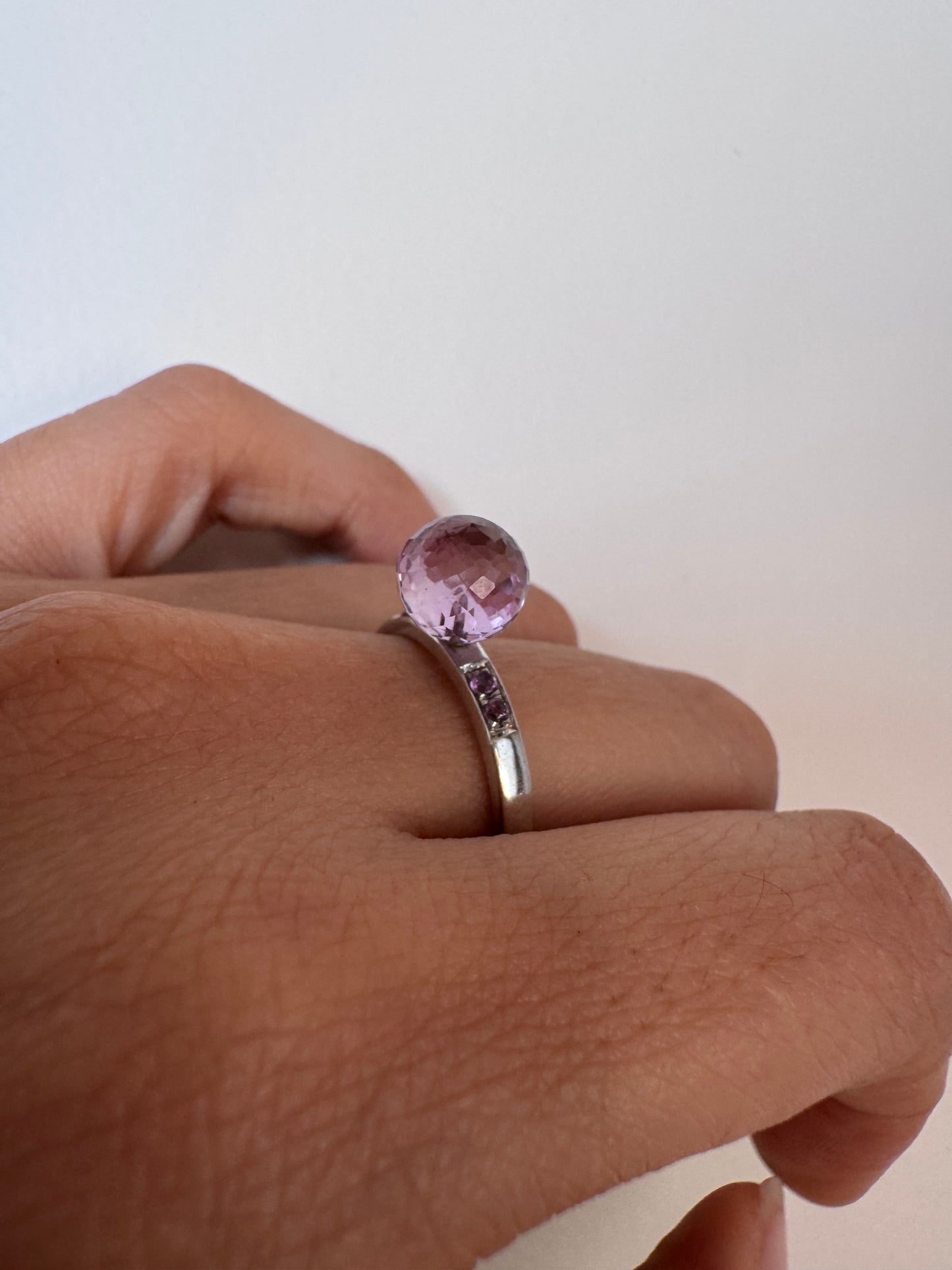 Amethyst Ball Ring with Amethyst Round Shape Genuine Gemstone in 925 Sterling Silver