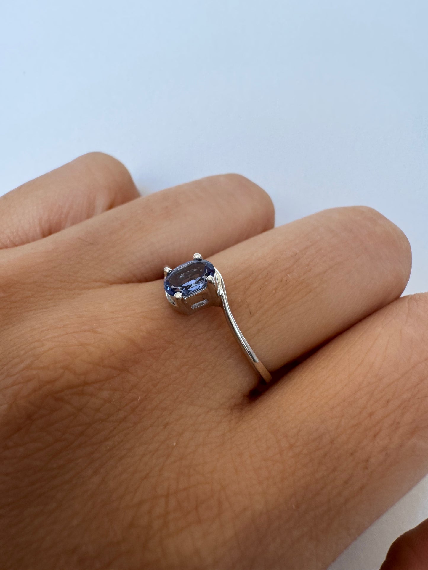 Tanzanite Simulated Oval Shape Ring Genuine Gemstone in 925 Sterling Silver