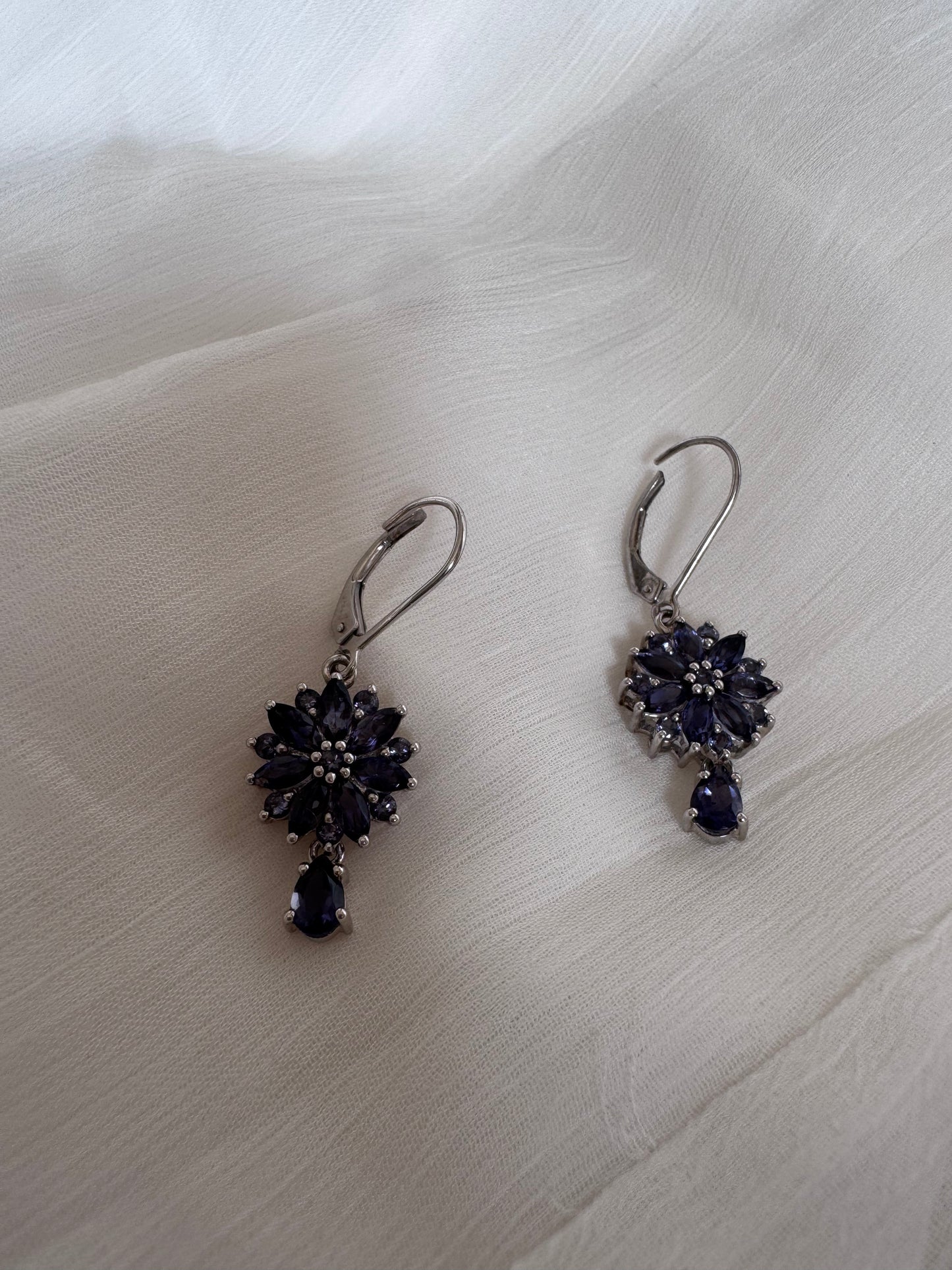 Iolite Marquise with Pear & Round Shape Earrings Genuine Gemstone in 925 Sterling Silver