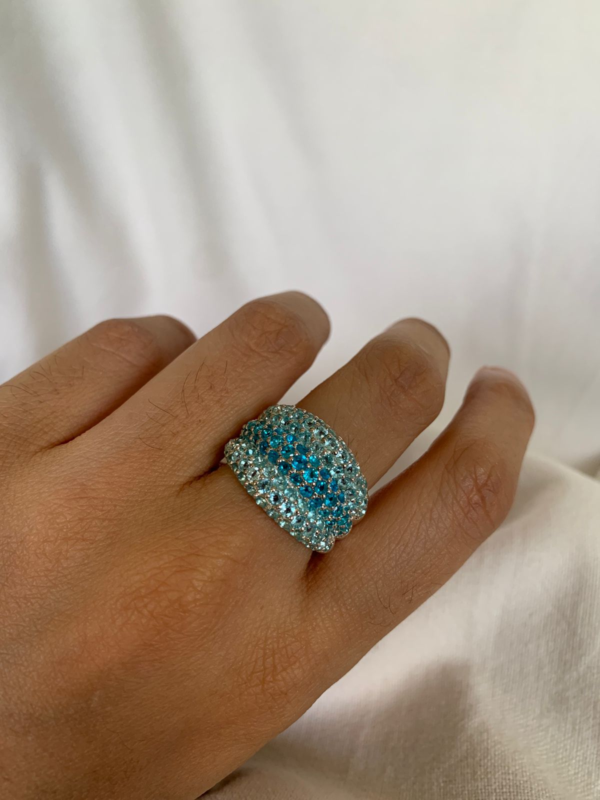 Neon Apatite Gemstone Cluster Ring For