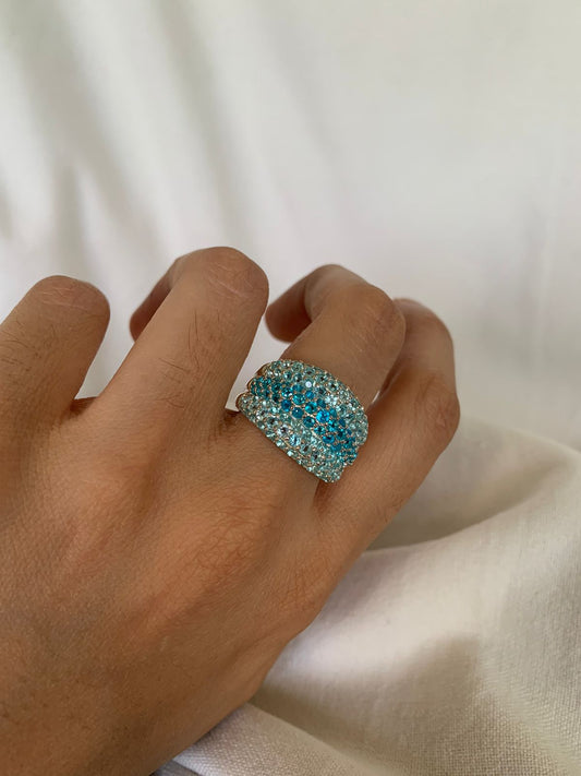 Neon Apatite Gemstone Cluster Ring For