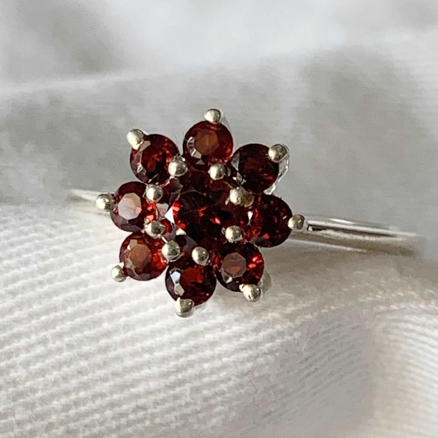 Floral Style 2.25 Ctw Red Garnet Women Engagement Cluster Ring