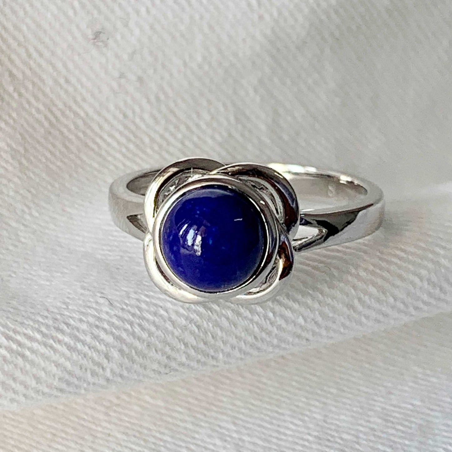 Round 7 MM Lapis Lazuli 925 Sterling Silver Women Stacking Ring