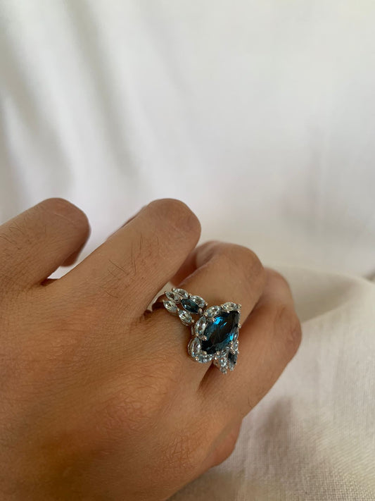 December Birthstone London Blue Topaz Gemstone Wedding Ring .