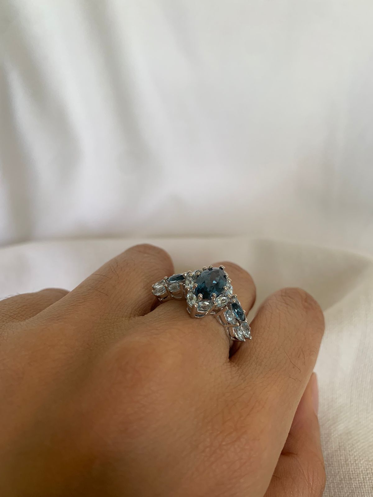 December Birthstone London Blue Topaz Gemstone Wedding Ring .