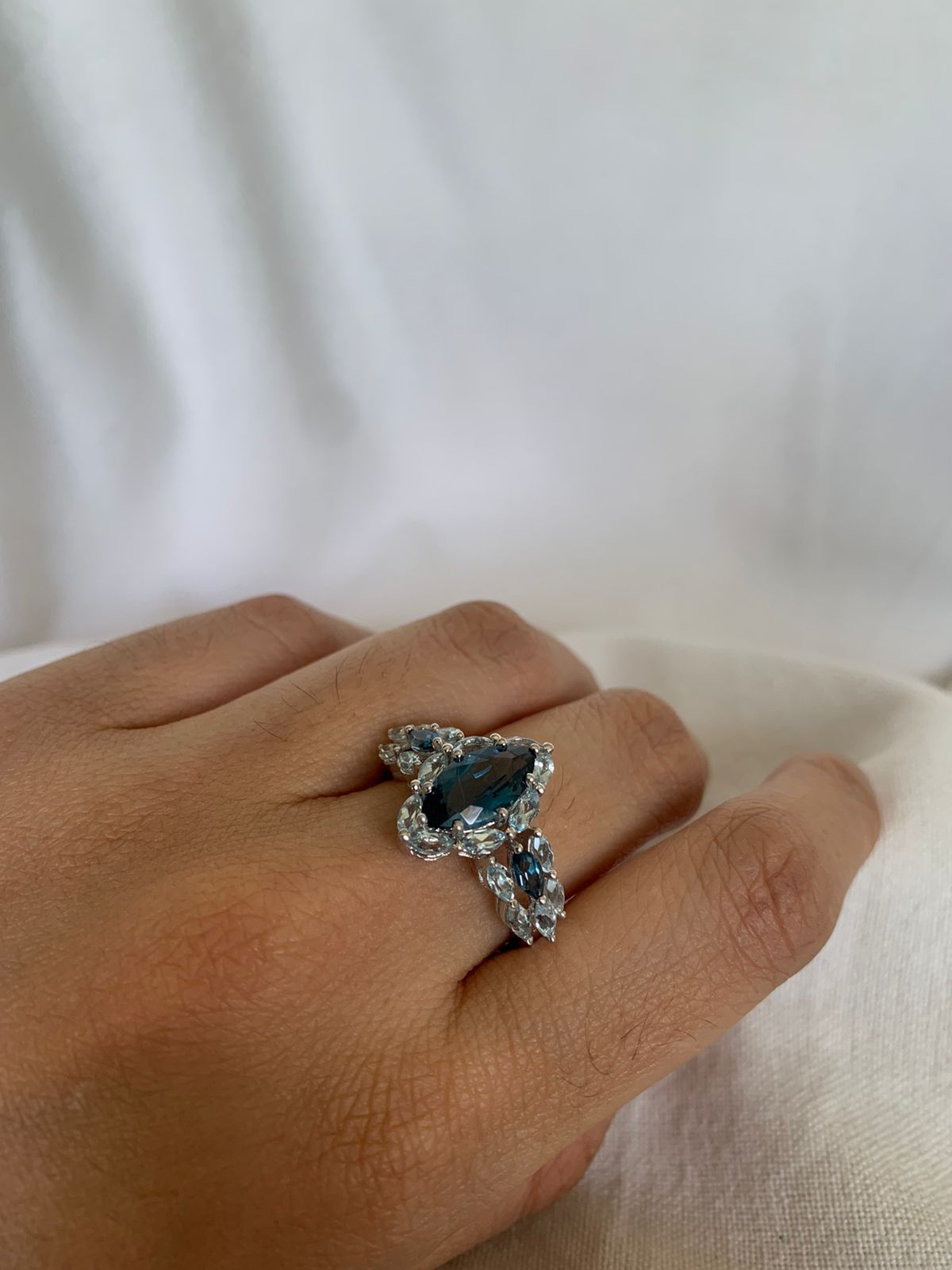 December Birthstone London Blue Topaz Gemstone Wedding Ring .