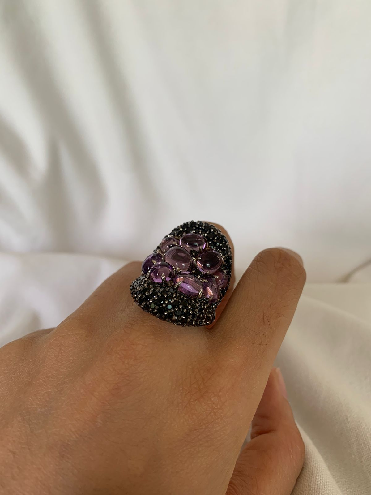 February Birthstone Amethyst Gemstone Solitaire Ring .