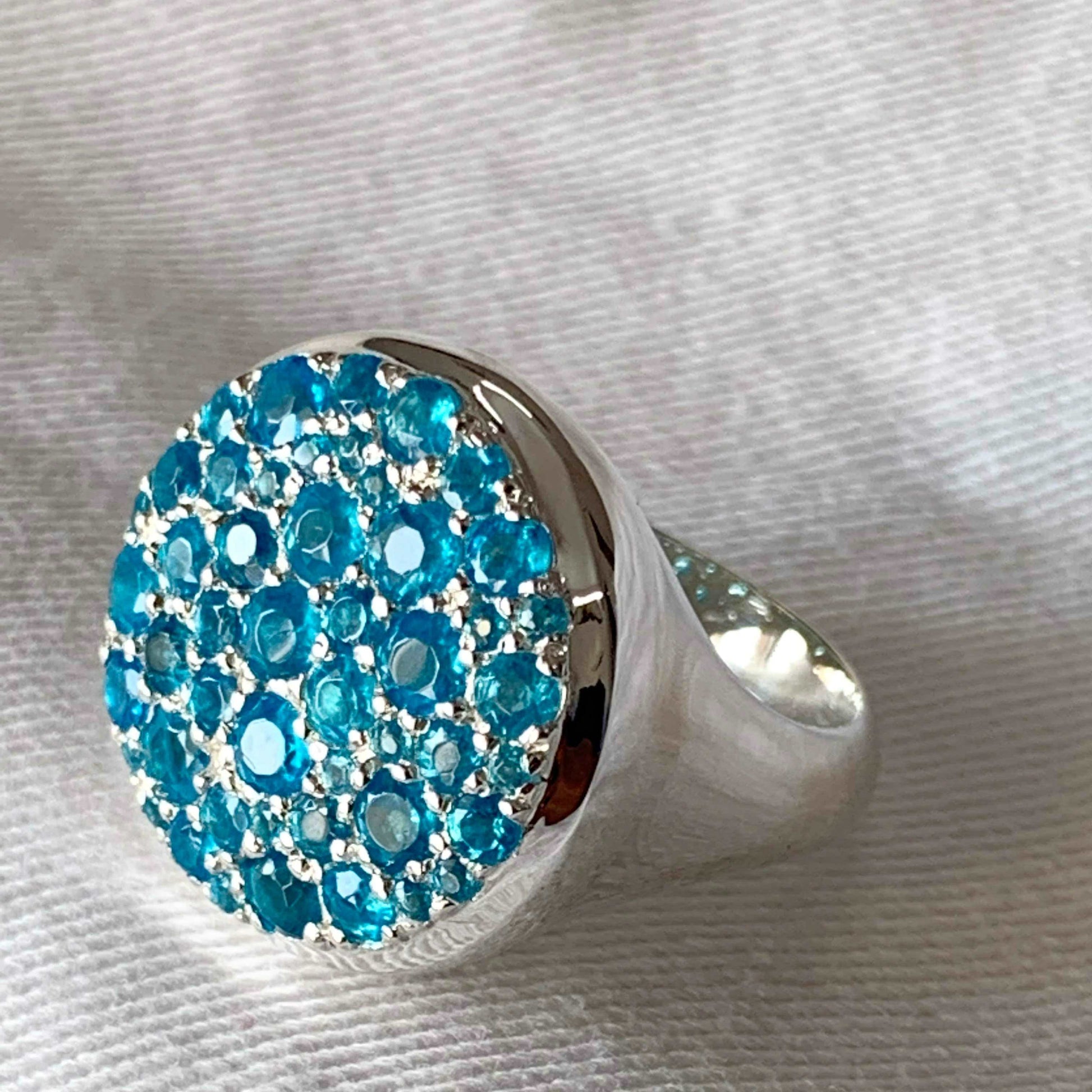 925 Sterling Silver 2.88 Ctw Neon Apatite Women Cocktail Ring