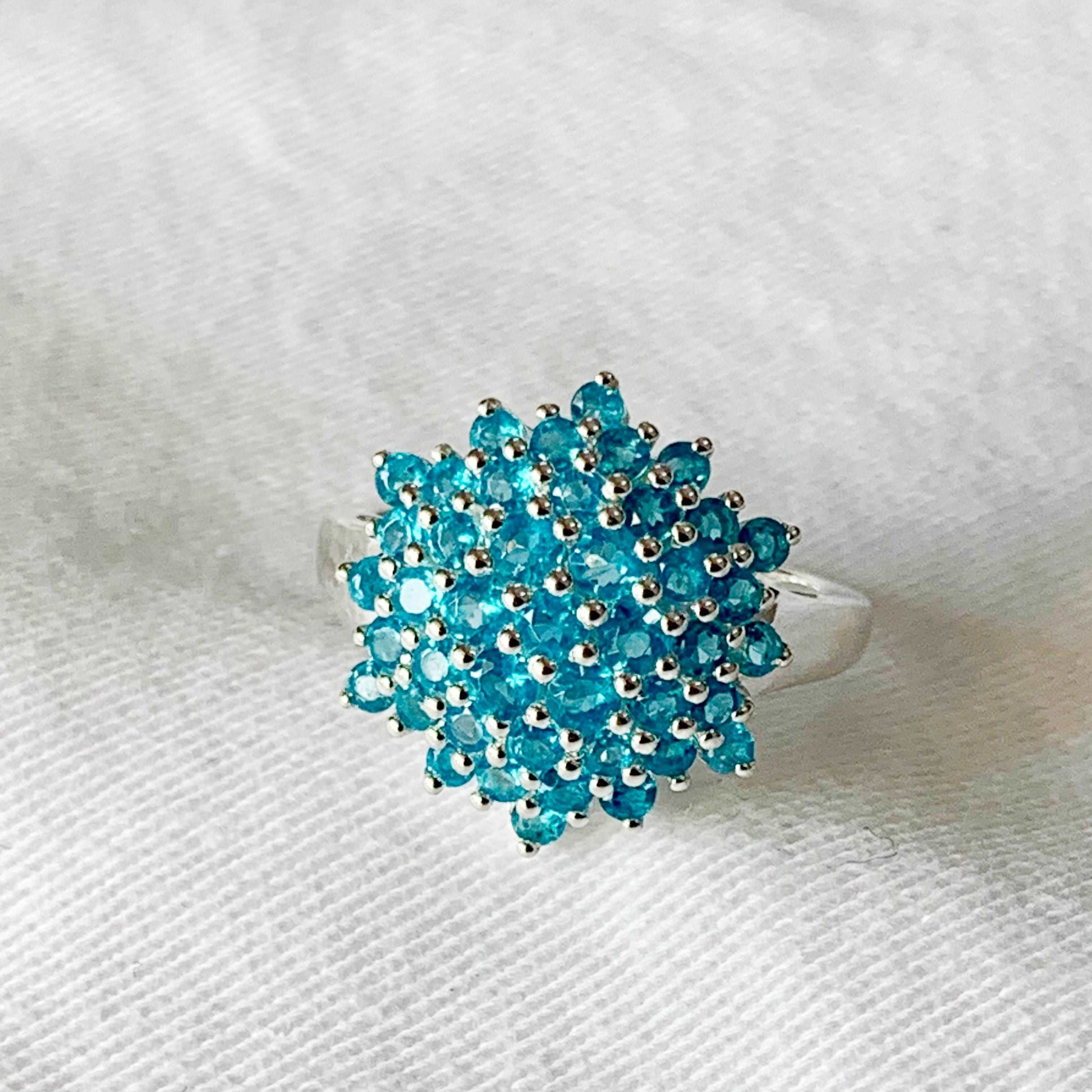 925 Sterling Silver 2.00 Ctw Neon Apatite Women Cocktail Wedding Ring