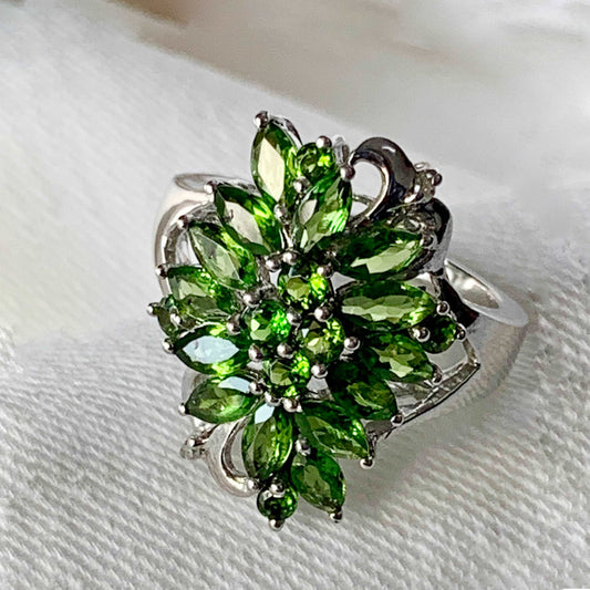 925 Sterling Silver 2.58 Ctw Chrome Diopside Women Wedding Cocktail Ring