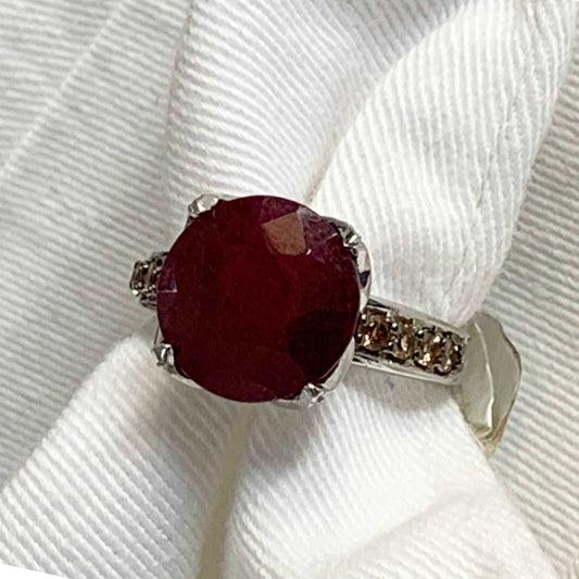925 Sterling Silver Natural Ruby 9.19 Ctw Women Solitaire Ring