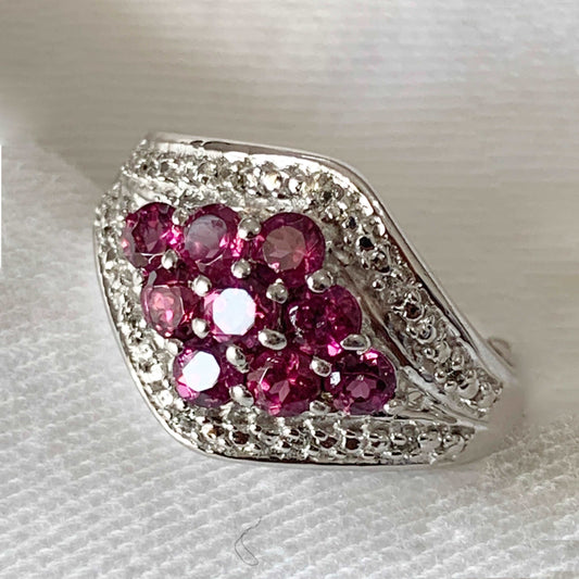 Rhodolite 1.42 Ctw Natural Gemstone Sterling Silver Women Wedding Ring