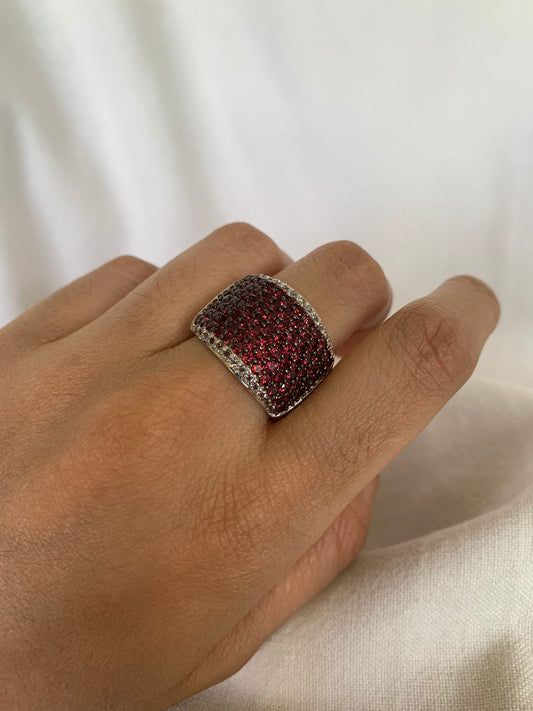 January Birthstone Red Garnet Gemstone Ring Cluster Ring For