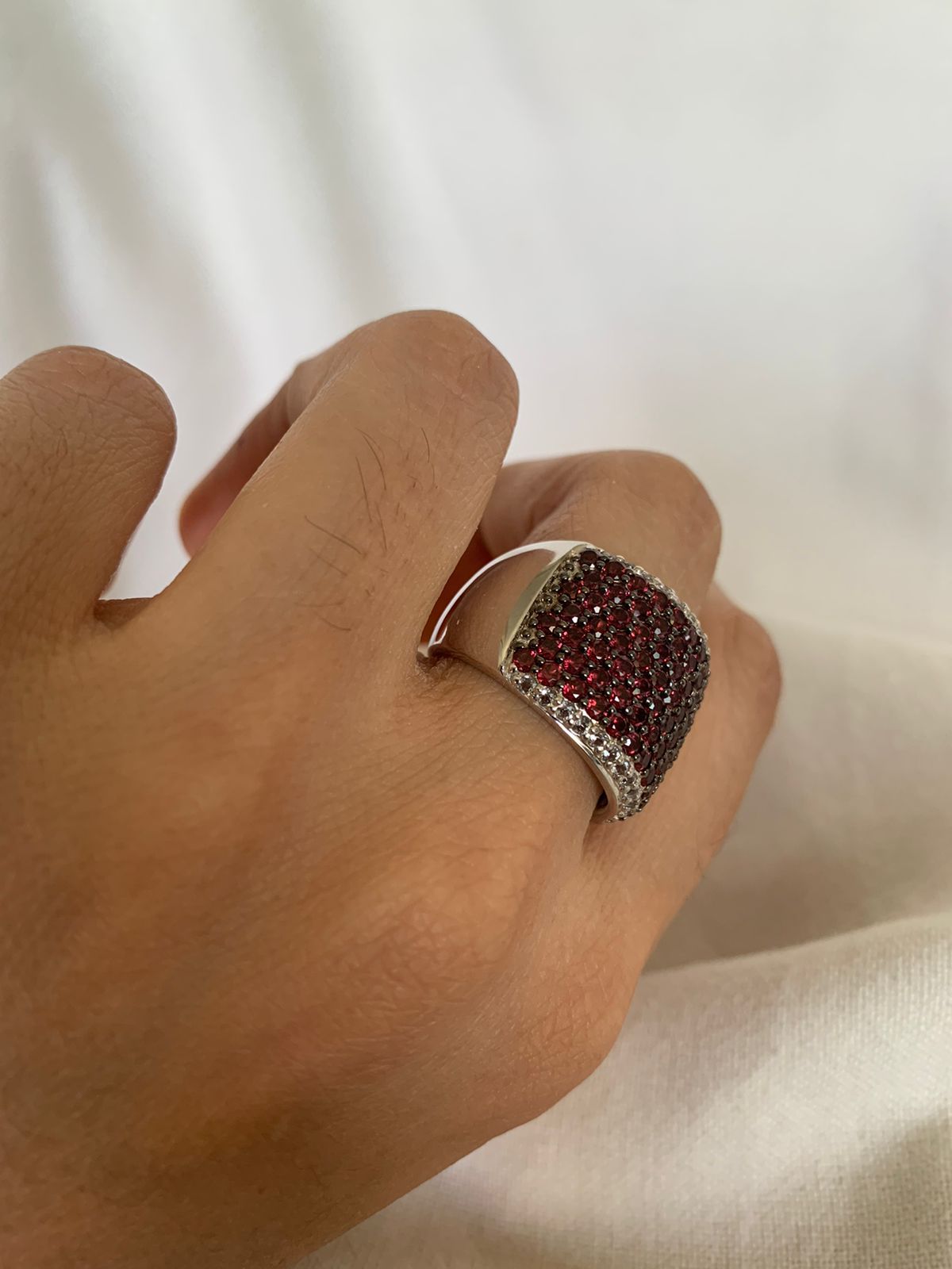 January Birthstone Red Garnet Gemstone Ring Cluster Ring For