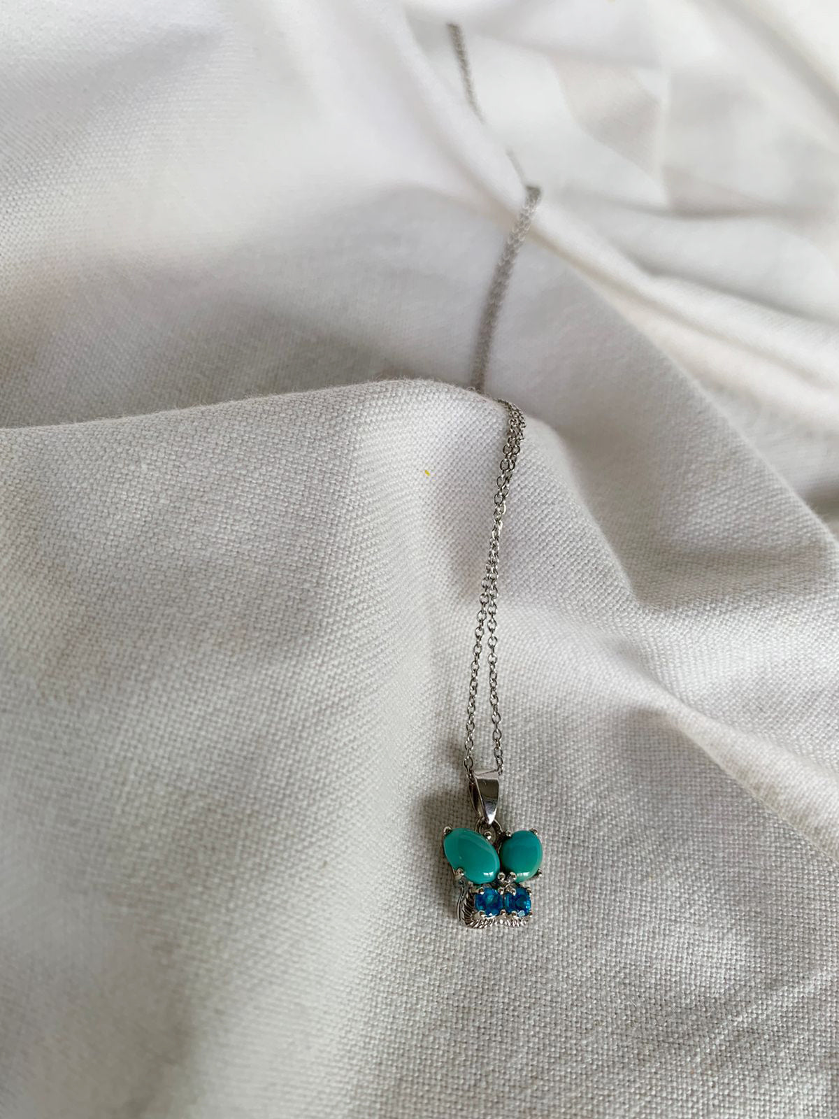 Natural Turquoise   Butterfly Necklace