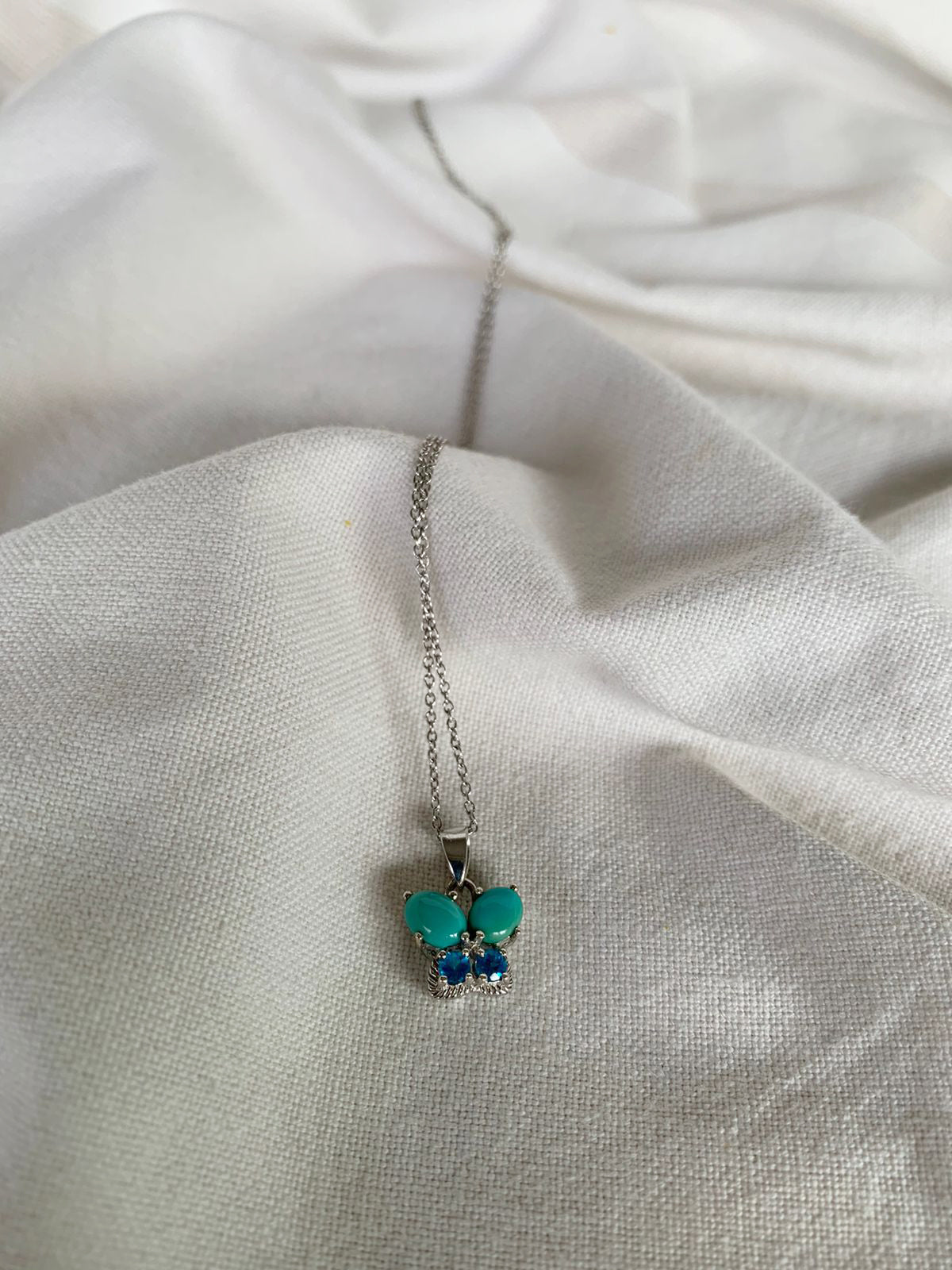 Natural Turquoise   Butterfly Necklace