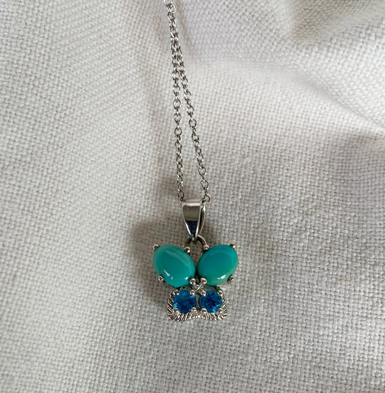 Natural Turquoise   Butterfly Necklace