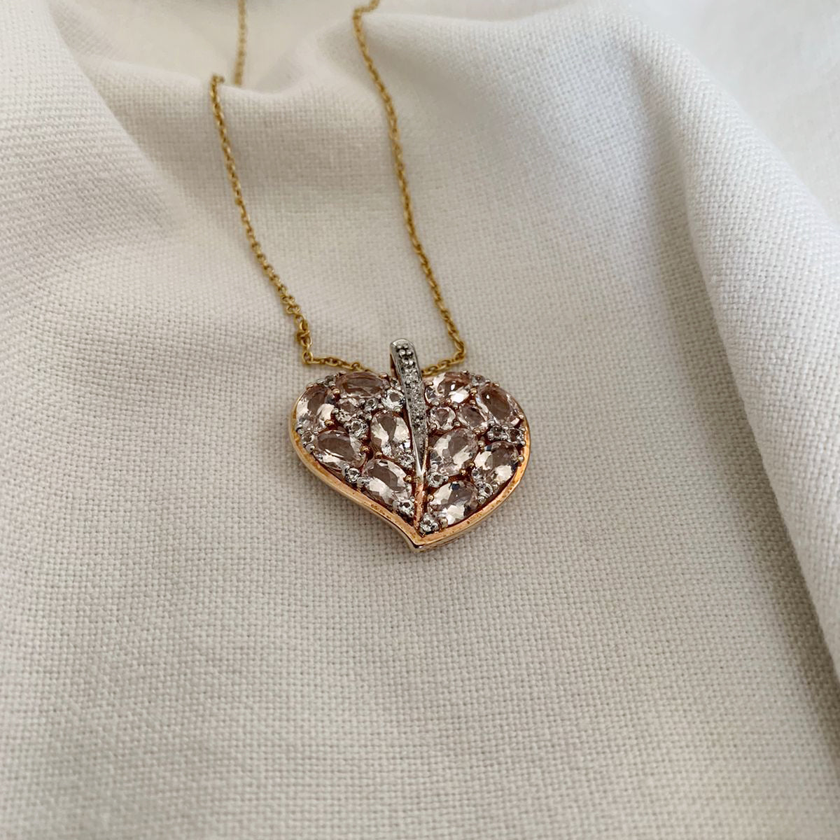 Morganite Heart shape Necklace .