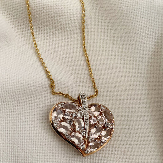 Morganite Heart shape Necklace .