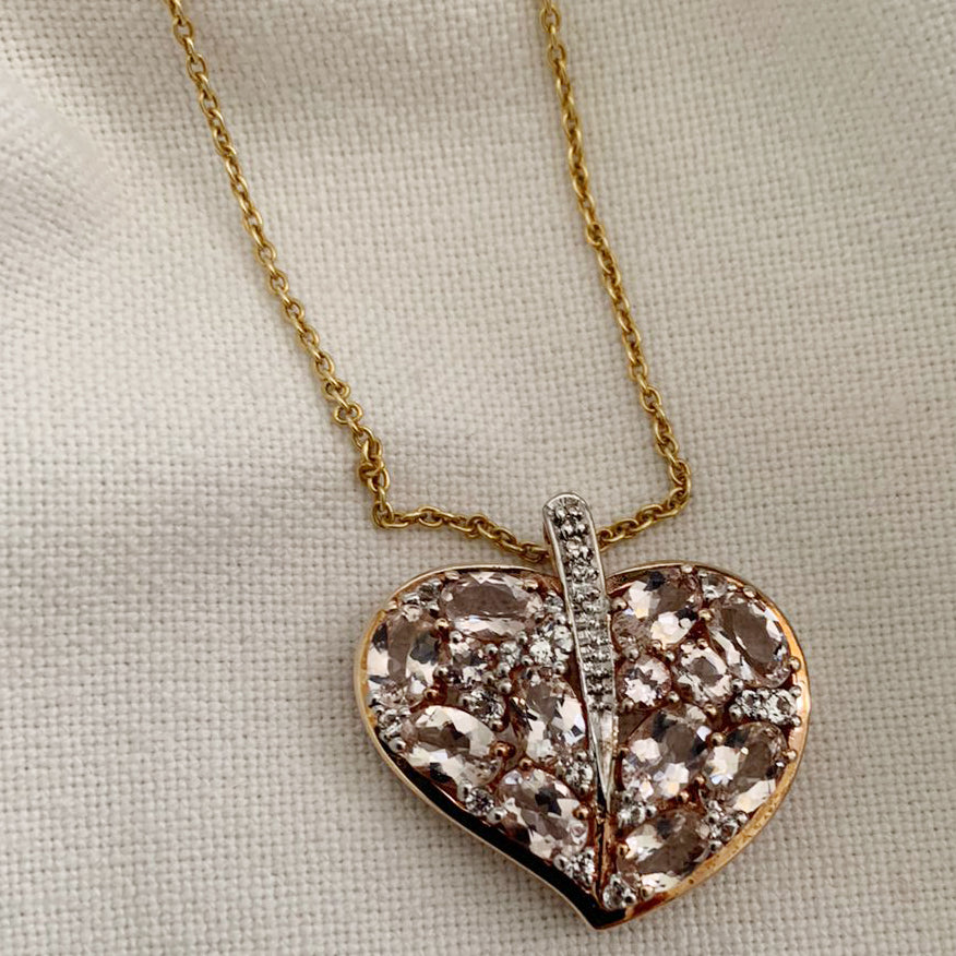 Morganite Heart shape Necklace .